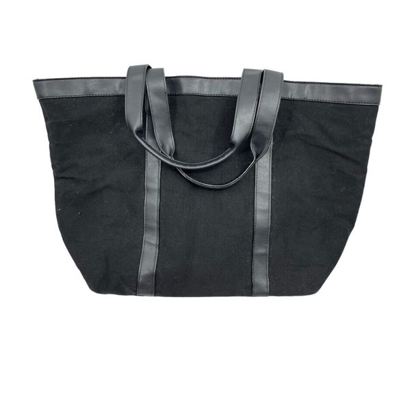 Victoria's Secret Tote Black large no close bag braided tassel gold logo travel - Picture 2 of 9